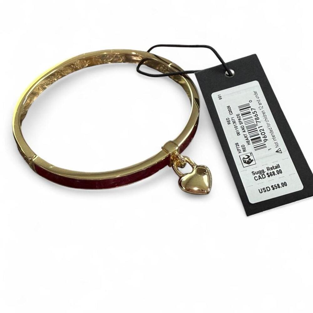 Kate Spade Red & Gold Heart Spade Thin Bangle